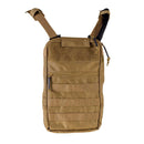 Coyote brown A.Blochl TF2 Hydration pack with MOLLE attachments and zippered storage pocket for outdoor use