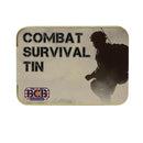 Combat Survival Tin with silhouette design and 'BCB' logo on a white background