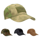 TEXAR tactical ripstop baseball caps in camo, black, and tan, lightweight and durable for outdoor and combat use.