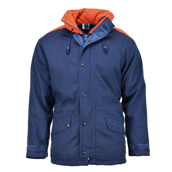 Original Italian Trilaminated Navy Parka Jacket Hooded Vintage Waterproof NEW