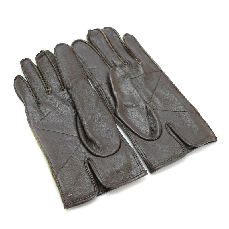 Original Belgian army combat gloves WWII style gloves nylon leather Olive NEW