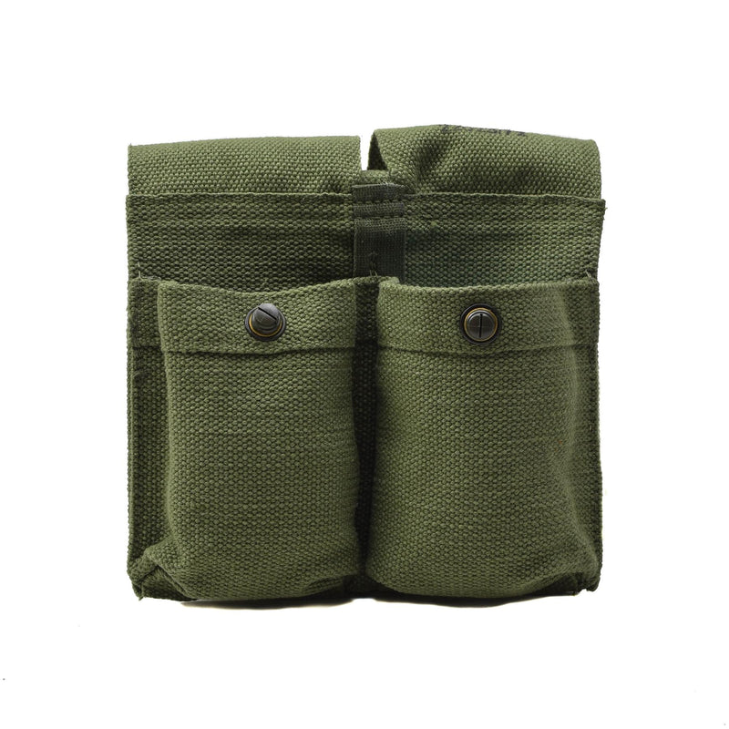 Original Norwegian army magazine pouch vintage double ammo bag green canvas NEW