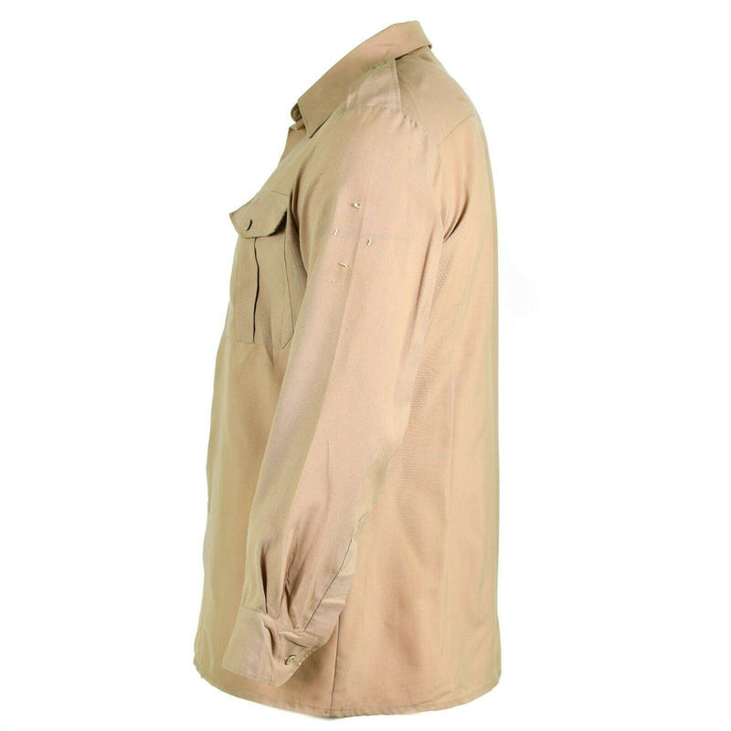 Genuine French army shirt fatigue dead stock chino khaki military poly wool NEW