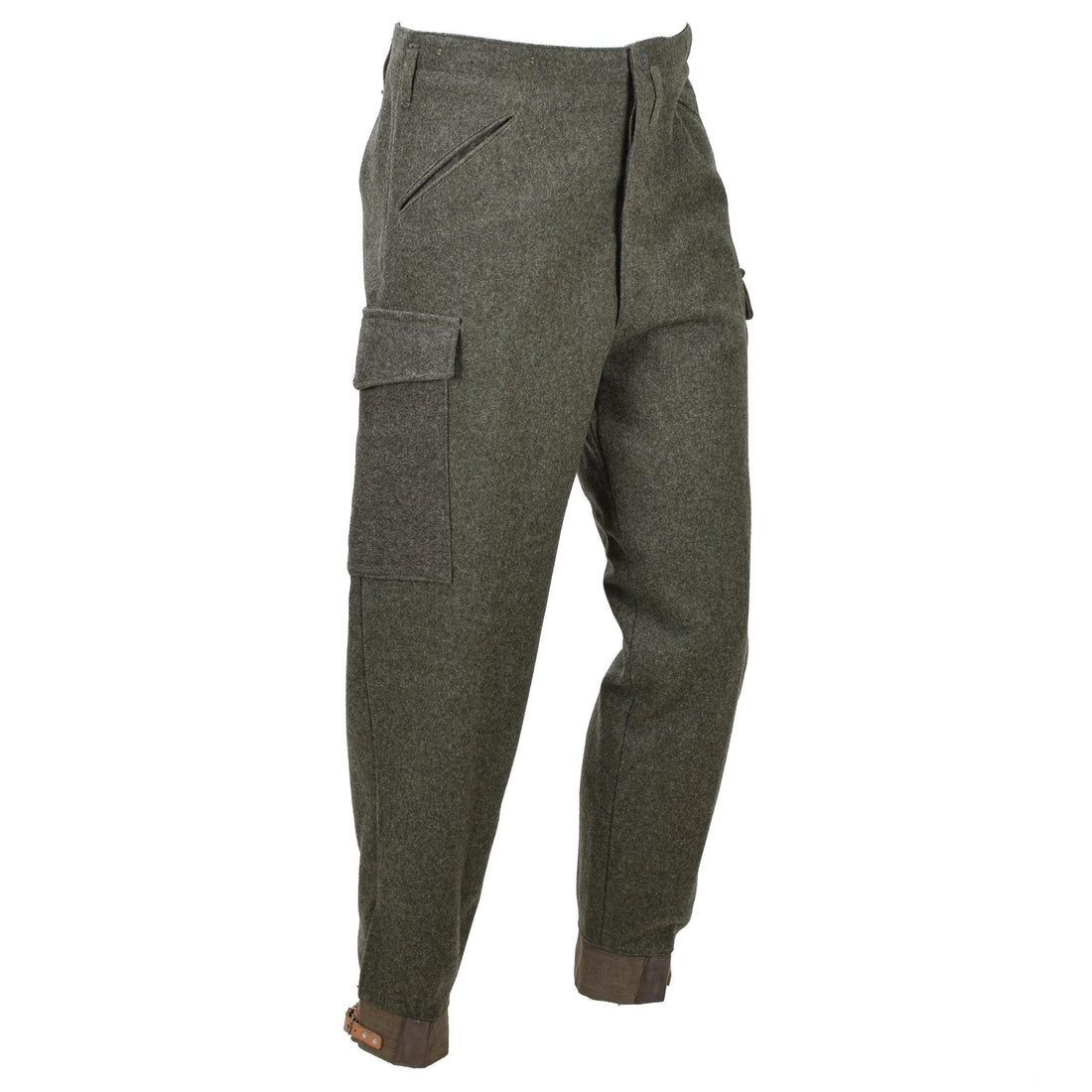 Original Swedish Army M39/58 Field Trousers Wool Cargo Surplus Olive Green