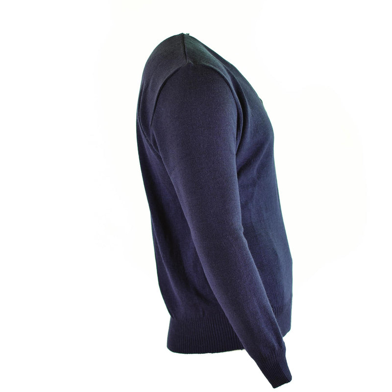 Original Czech army Sweater Jumper Blue Wool V-neck military surplus NEW