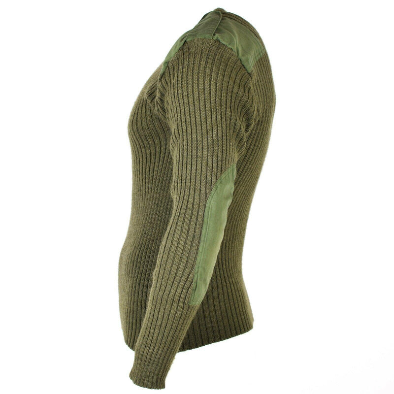 Original Belgian army Sweater Commando Jumper Green Olive Pullover Pure Wool