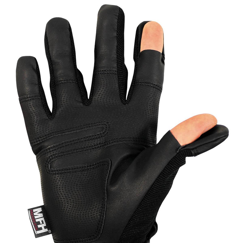 MFH Brand Military style tactical gloves black breathable free shooting fingers