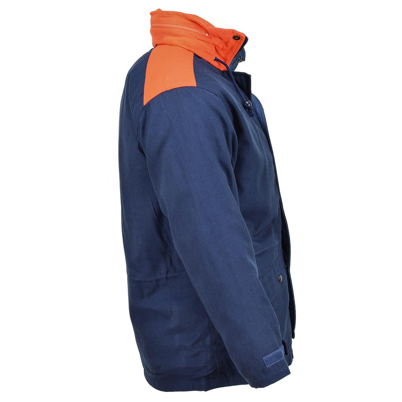 Original Italian Trilaminated Navy Parka Jacket Hooded Vintage Waterproof NEW