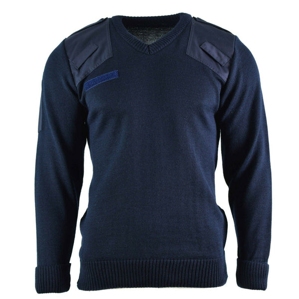 Original British army police pullover Commando Jumper blue V-neck sweater
