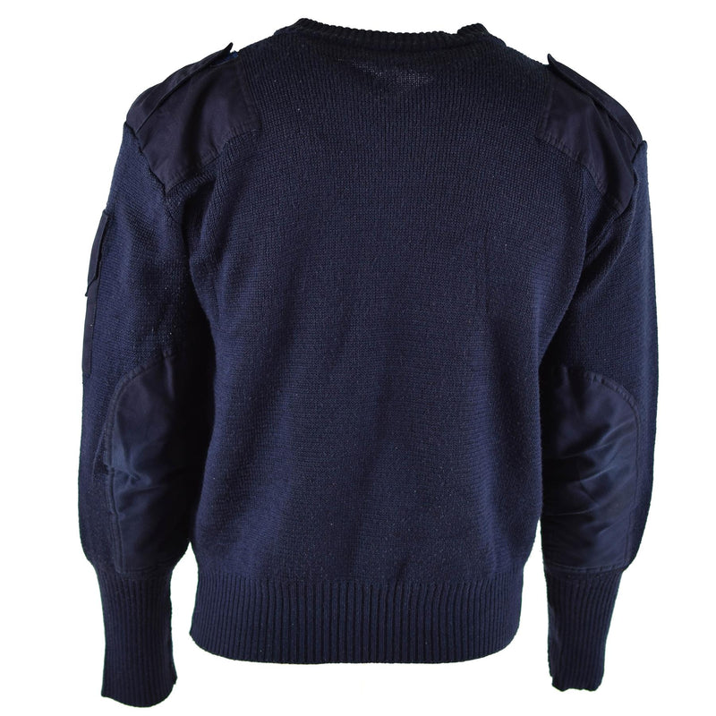 Original British defence service pullover Commando Jumper blue V-neck sweater
