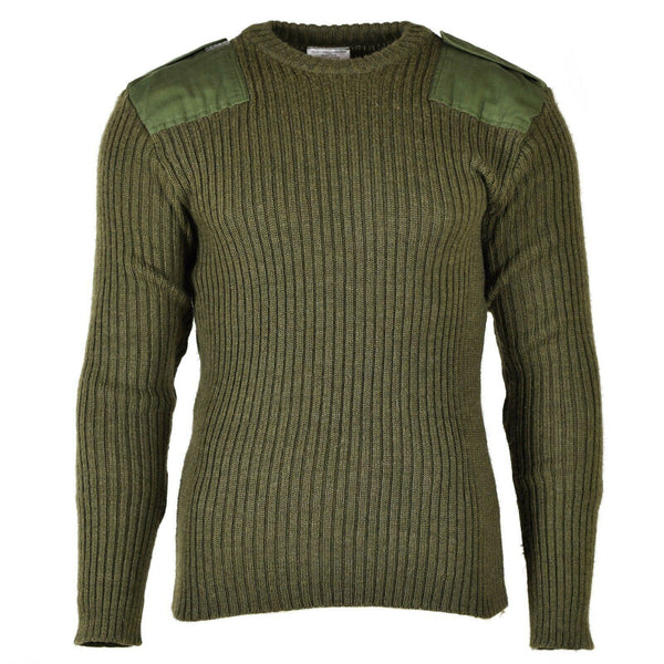 Original Belgian army Sweater Commando Jumper Green Olive Pullover Pure Wool