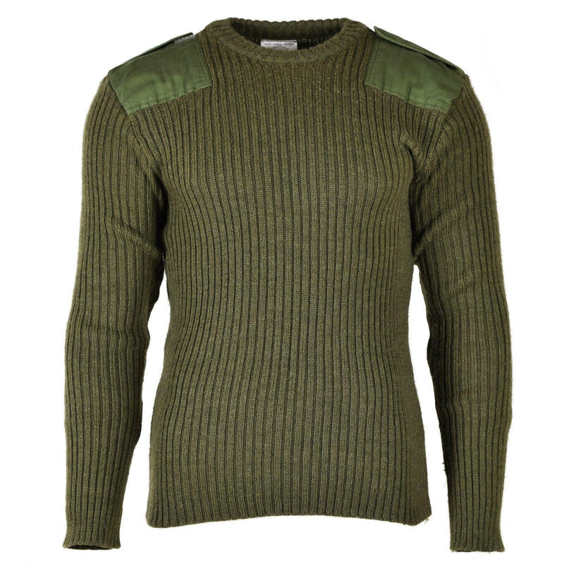 Original Belgian army Sweater Commando Jumper Green Olive Pullover Pure Wool