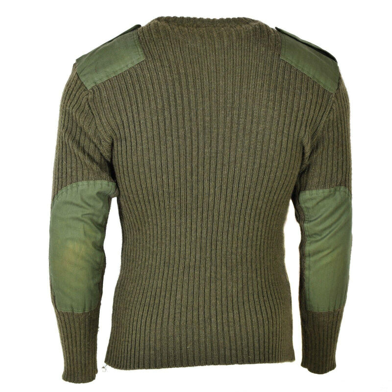 Original Belgian army Sweater Commando Jumper Green Olive Pullover Pure Wool