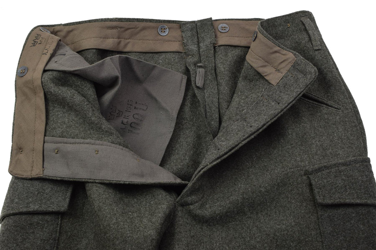 Original Swedish Army M39/58 Field Trousers Wool Cargo Surplus Olive Green