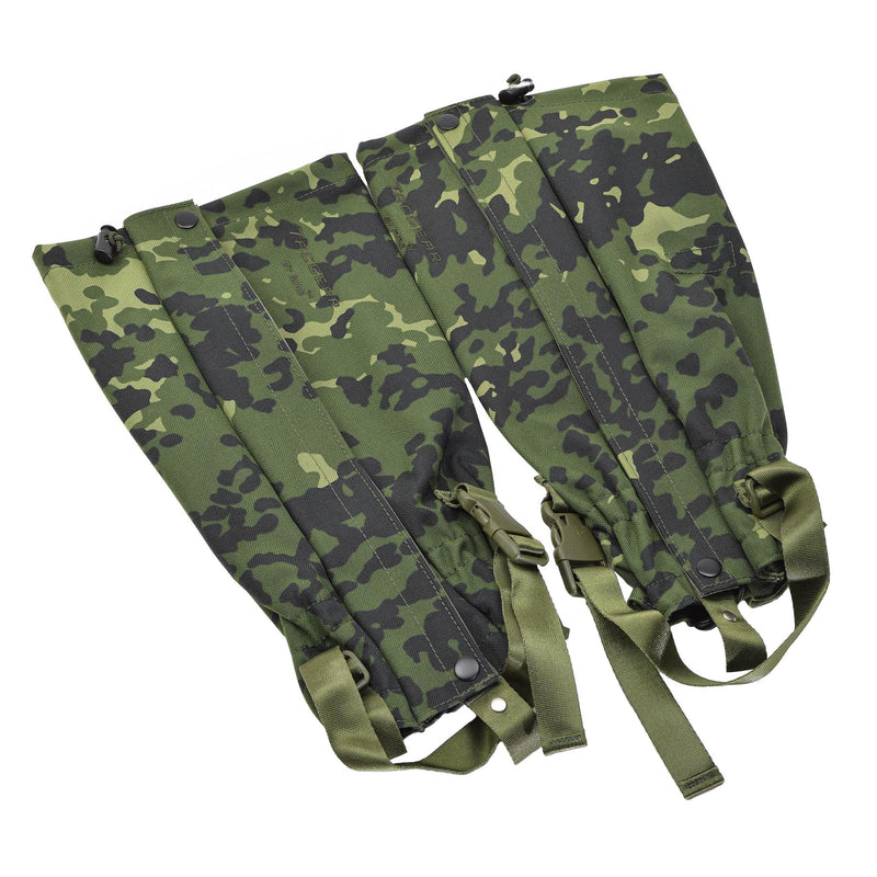 TACGEAR brand leg gaiters Danish M84 camo pattern waterproof metal hooks NEW