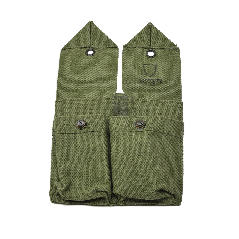Original Norwegian army magazine pouch vintage double ammo bag green canvas NEW