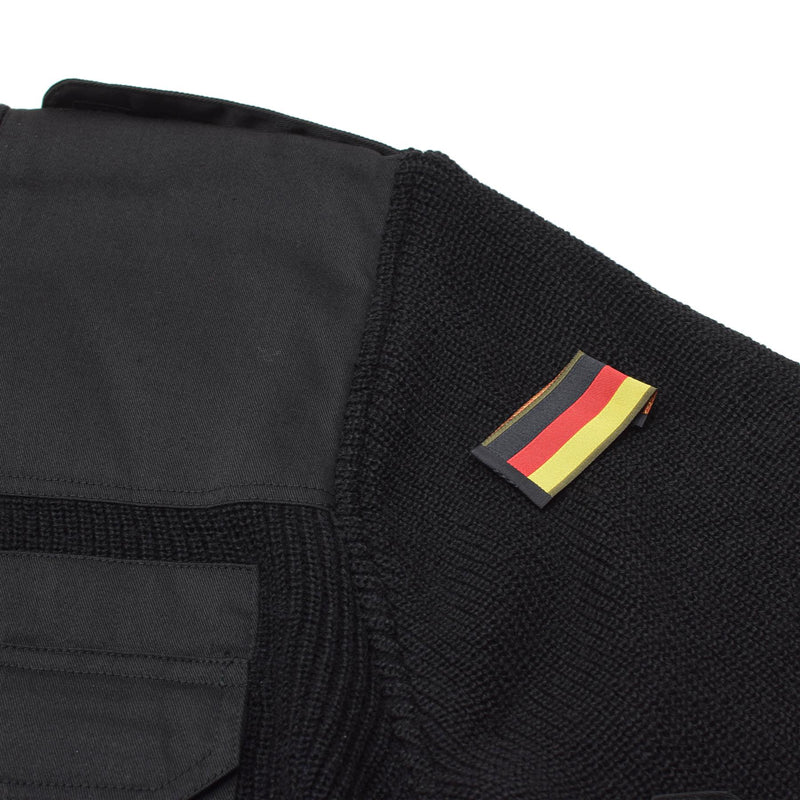 MFH Brand sweater commando jumper rib knit wool reinforced pullover black NEW