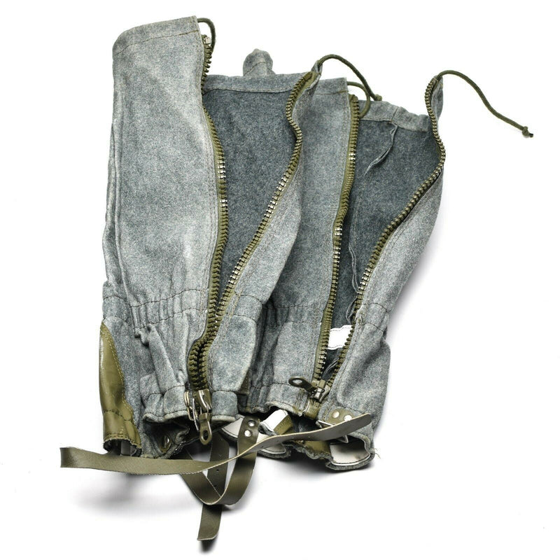 Genuine Swiss army Gaiters wool grey mountains hiking military surplus