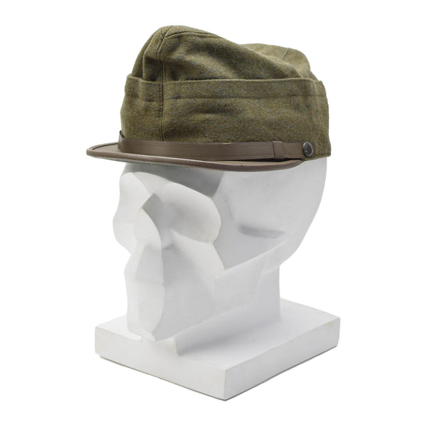 Original Italian military snapback field cap olive wool lightweight vintage