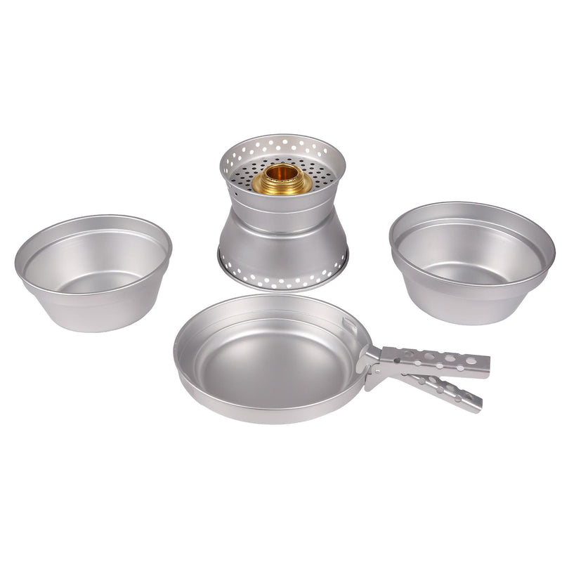 MIL-TEC aluminum cooking stove set hiking cookware compact camping pan pot bowl