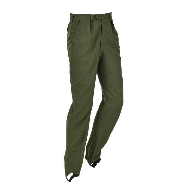 Original Swedish military formal pants green pleated front stirrup trousers NEW