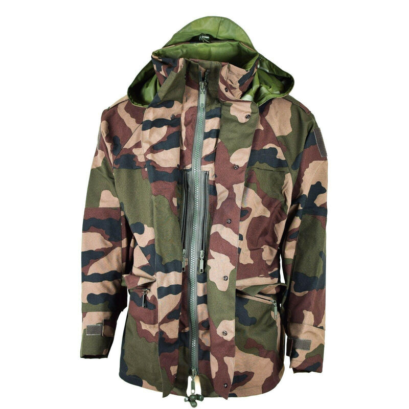 Genuine French army waterproof trilaminate jacket camo goretex hooded rain parka