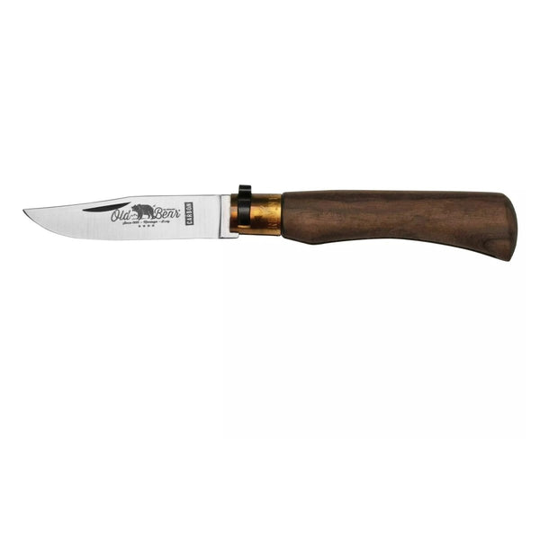 Antonini Old Bear Pocket Knife 8cm Carbon C67 Blade Walnut Wood Handle - GoMilitar