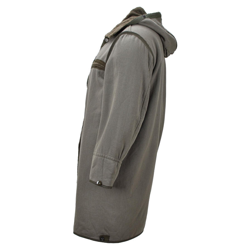 Original German military long parka faux fur liner thermal hooded army olive