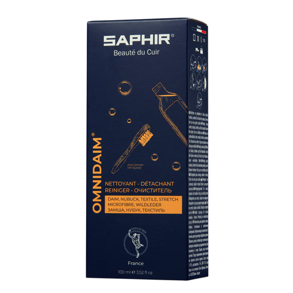 Saphir Omnidaim Suede Nubuck Shoe Cleaner 100ml Neutral Brush Included
