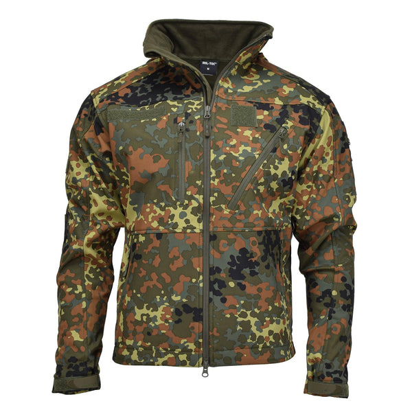 MIL-TEC Softshell jacket SCU 14 German flecktran camo outdoor hiking outerwear