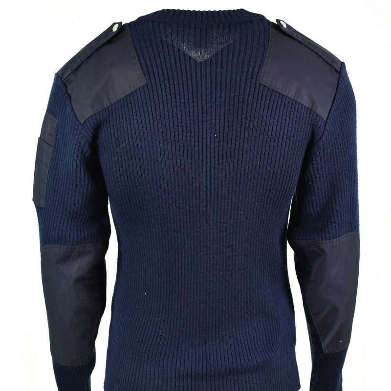 Original Italian pullover V-Neck Commando Jumper Dark blue sweater Wool