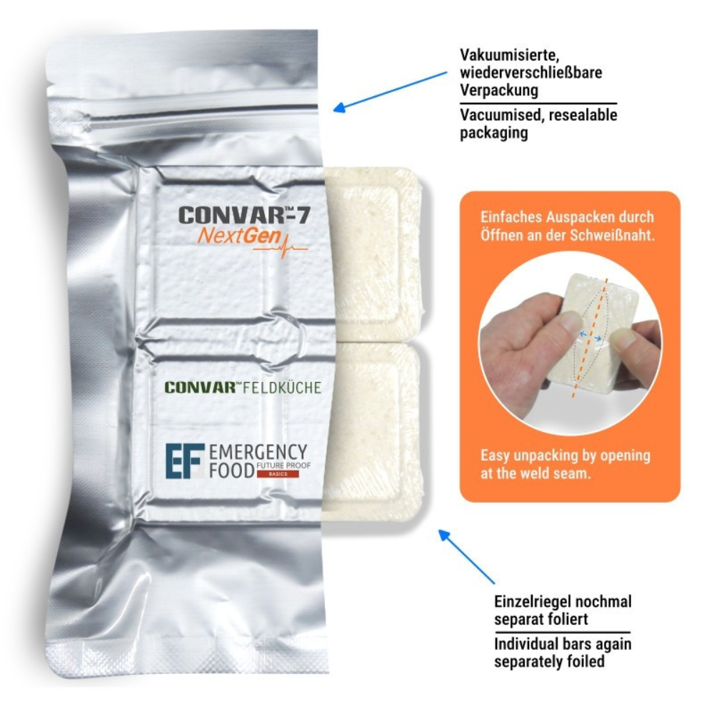 CONVAR Feldküche Energy Protein Bar Military Grade 10-Year Shelf Life 120g