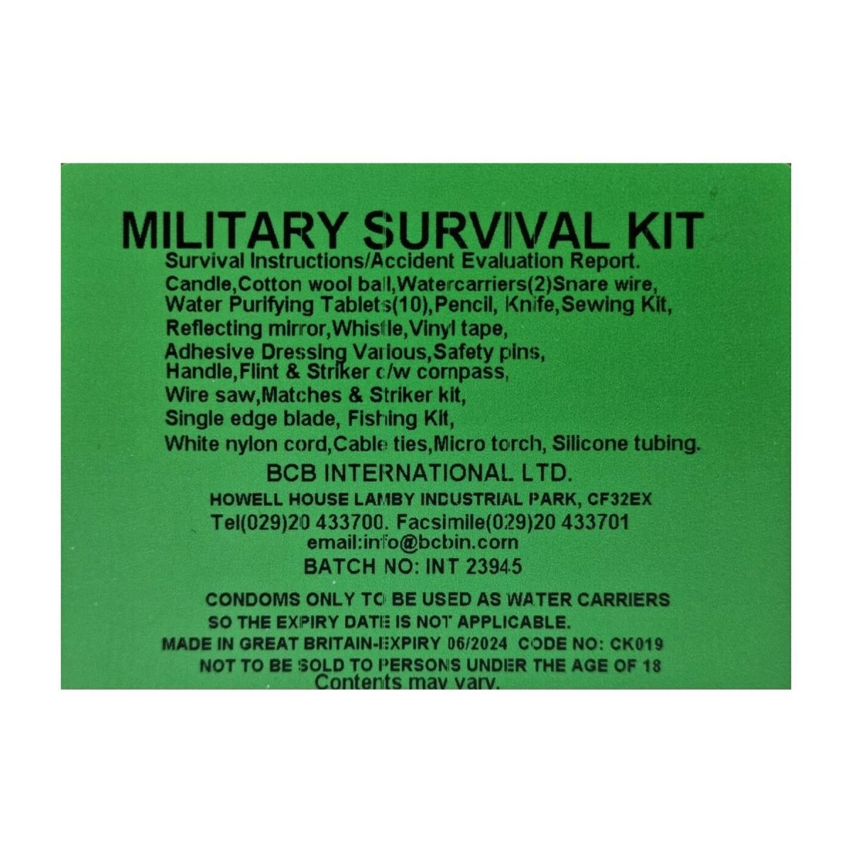 BCB Military Survival Kit camping hiking hunting emergency rescue essentials