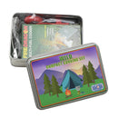 BCB WILD compact camping cooking set with solid fuel stove, spoon, can opener, and storage tin for hiking outdoors.