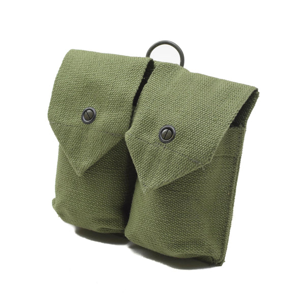 Original Norwegian army magazine pouch vintage double ammo bag green canvas NEW
