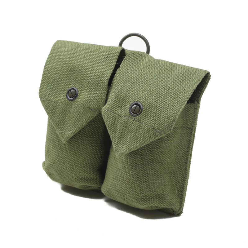 Original Norwegian army magazine pouch vintage double ammo bag green canvas NEW