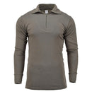 Olive green Blochl military style thermal undershirt with 1/4 zip high neck and long sleeves for cold weather layering