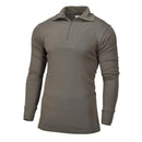 Olive green Blochl Brand military style thermal jersey shirt with 1/4 zip high neck and long sleeves
