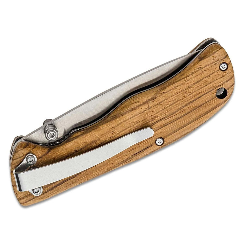 Boker Brand folding pocket knife Backpacker uncoated stainless steel wood handle - GoMilitar