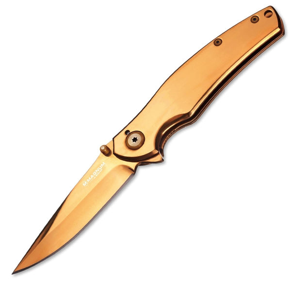 Boker Gold finger folding pocket knife anodized stainless steel 440A linerlock - GoMilitar