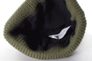 Inside view of olive green MIL-TEC knit beanie with soft black Thinsulate lining for warmth and comfort in cold weather.