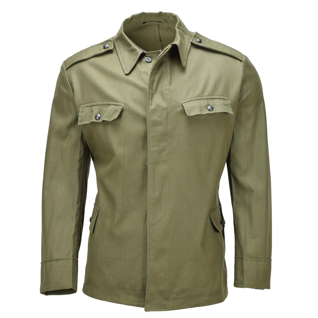 Original Romanian Army Work Jacket Button Front Military Field Coat Olive
