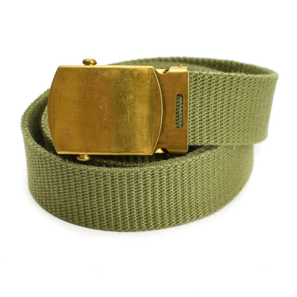 Original Swedish army khaki green belt military canvas w buckle Sweden