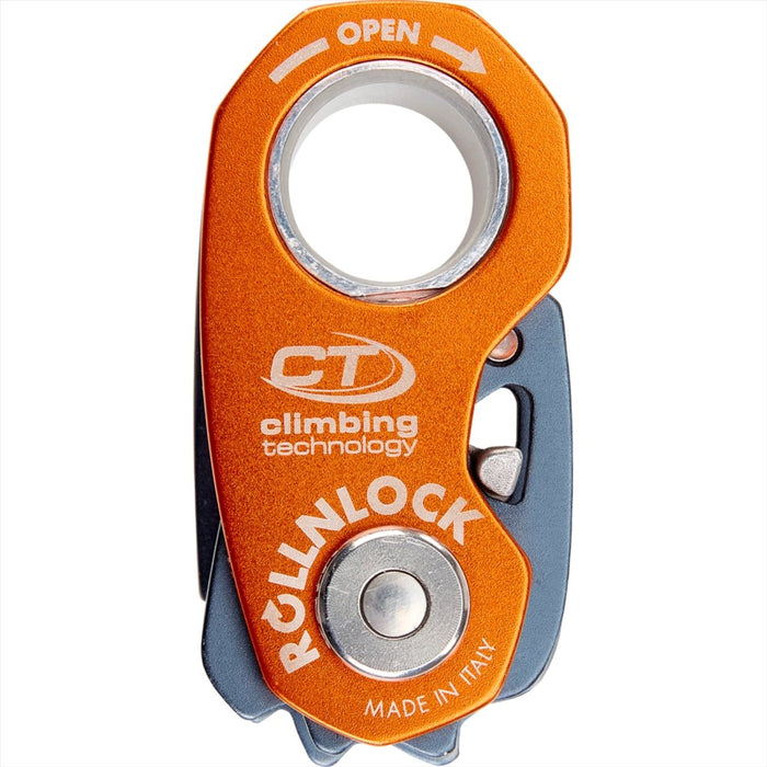 Orange Climbing Technology ROLLNLOCK 3-in-1 pulley device and rope clamp, compact and ultralight for climbing use