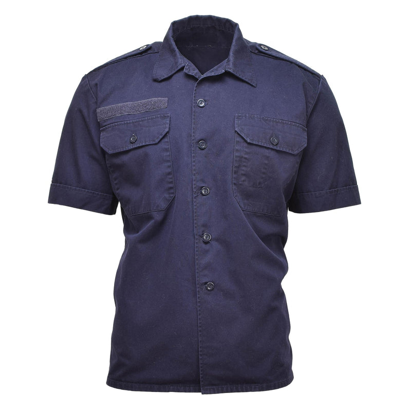 Genuine Dutch military shirts short sleeves buttoned solid blue military surplus