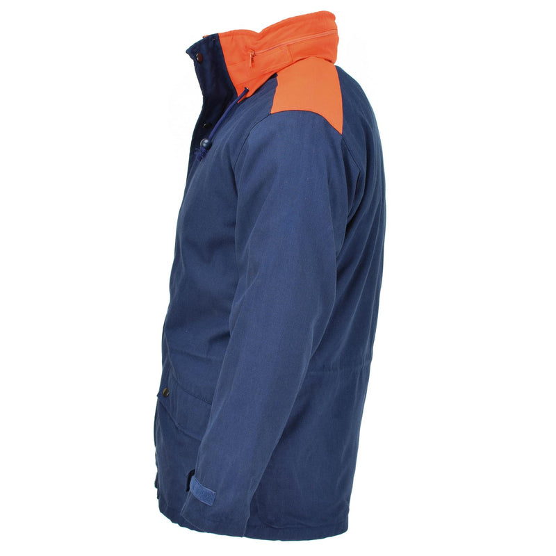 Original Italian Trilaminated Navy Parka Jacket Hooded Vintage Waterproof NEW