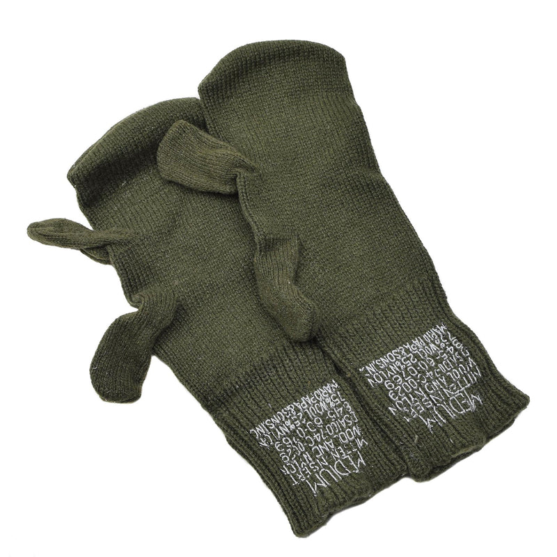 Genuine U.S. Military Trigger finger mittens wool warmers green army surplus NEW