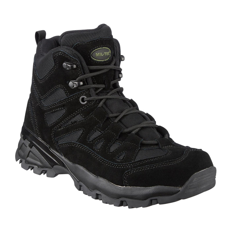 MIL-TEC SQUAD boots mid calf round sole camping outdoor black suede footwear
