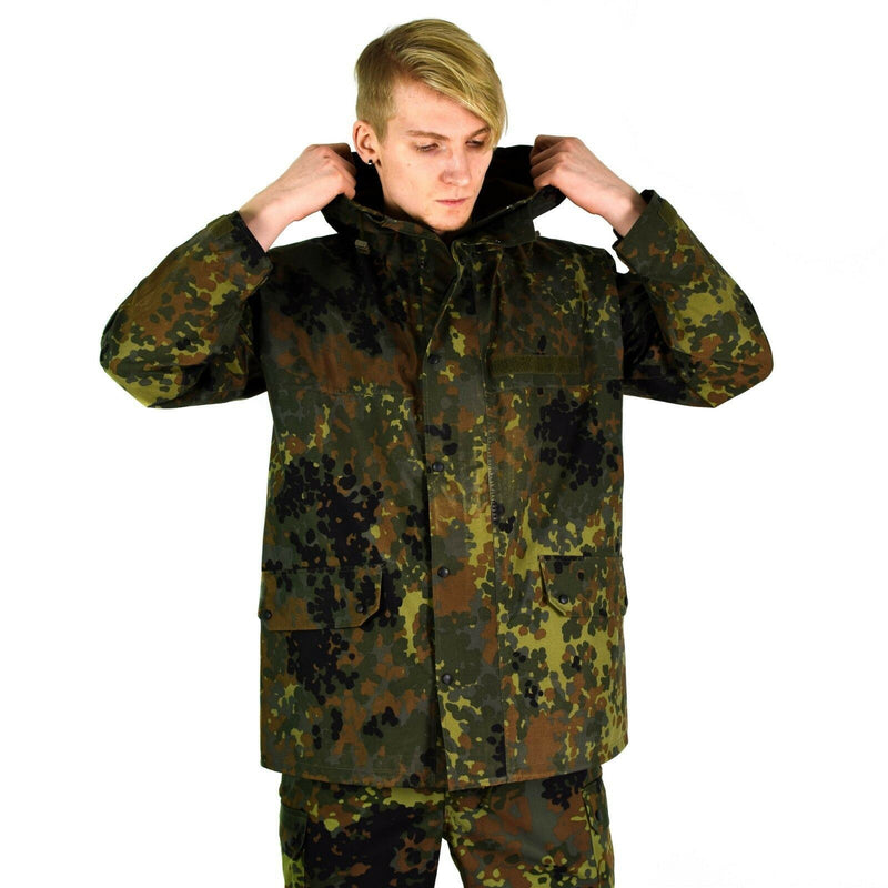 Original German army field Jacket GoreTex Flecktarn waterproof rain gear parka