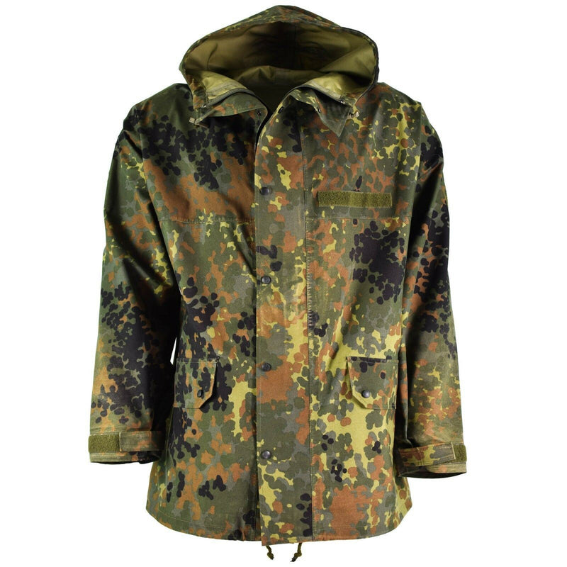 Original German army field Jacket GoreTex Flecktarn waterproof rain gear parka